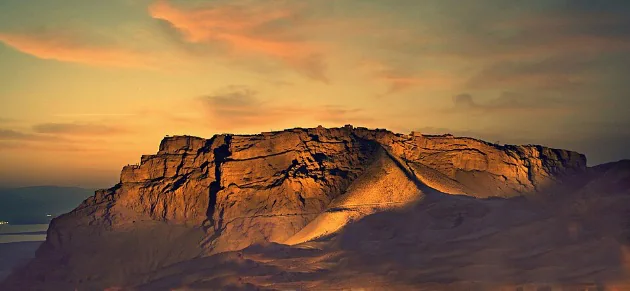 Masada fortress at sunset Dead Sea Judean Desert
